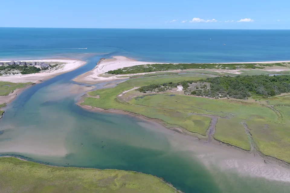 Tidal waters meeting the sea on Cape Cod
