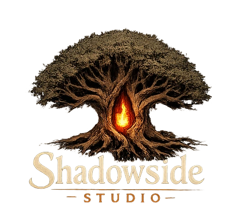 Shadowside Studio tree and flame logo